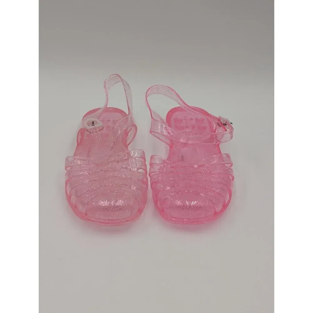 JELLYPOP Girls Kids Size 3 Hot Pink Glitter Jellyfish Strap Sandals Slippers